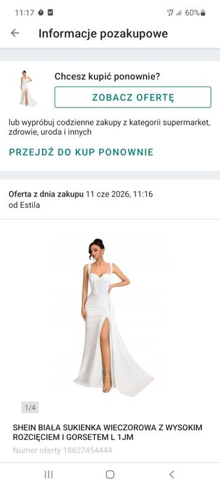 Sukienka ślubna  biała z rozcięciem