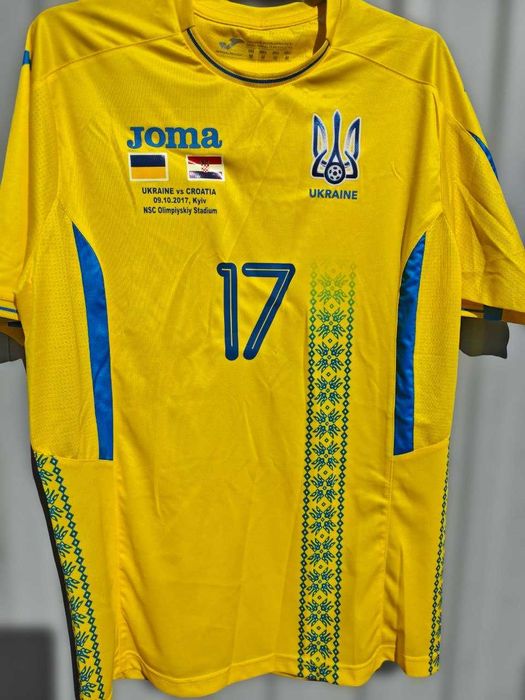 Oryginalna koszulka reprezentacji Ukrainy Joma 2017/2018 + autograf Oleksandra Zinczenki