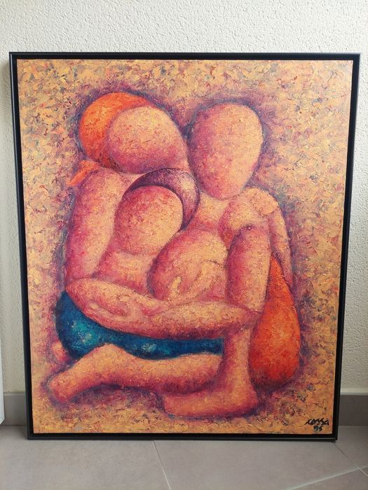 Quadro de pintura a óleo sobre tela de Sansão Cossa