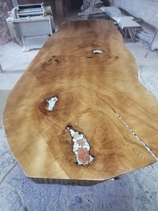 Stół 320x114x7 z jednego kawałka drewna stół monolit dąb jesion