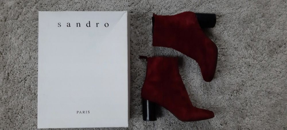 Bordowe buty Sandro botki muszkieterki rozmiar 37