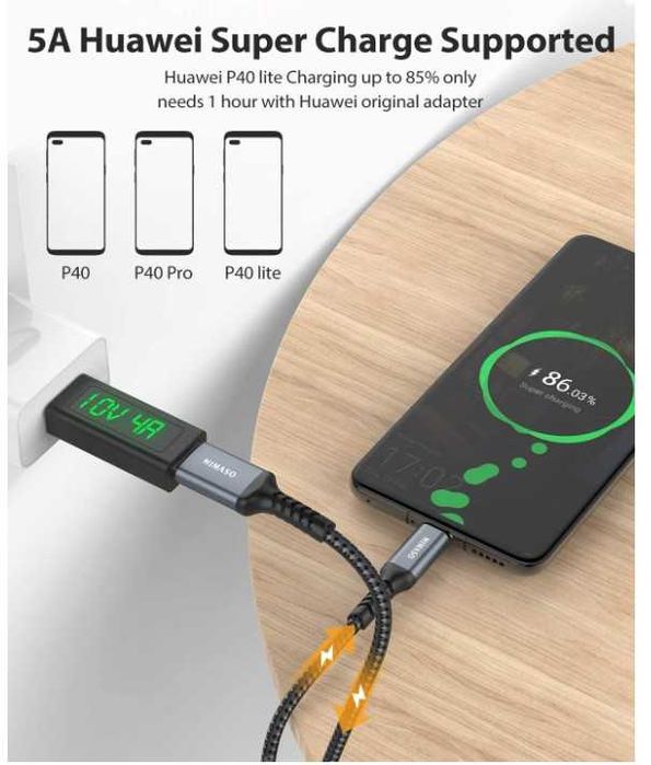 Kabel USB - USB C 2 sztuki 1m + 2M w oplocie NIMASO