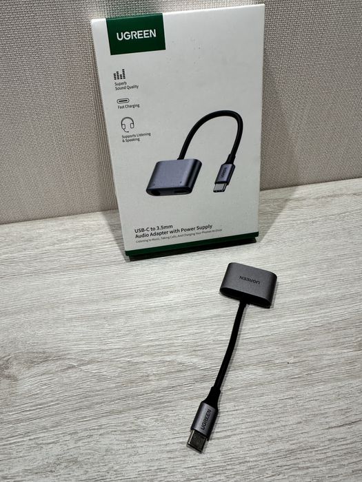 Адаптер перехідник UGREEN 2 in 1 USB C to USB C + 3,5 adapter DAC chip