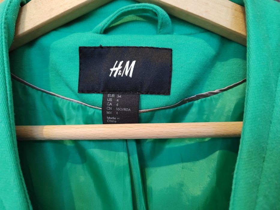Zielony żakiet marynarka H&M rozmiar 34
