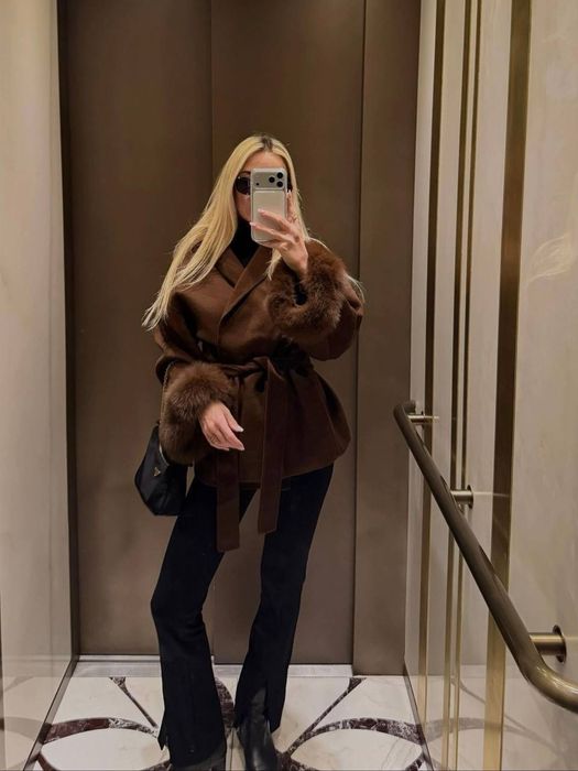 Пальто в стилі «ОLD MONEY» Пончо жіноче тепле. Жіночий верхній одяг