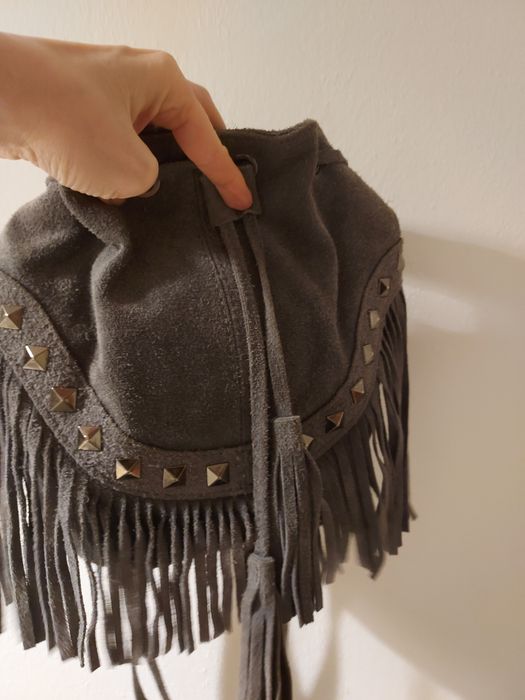 Torba zamszowa, szara