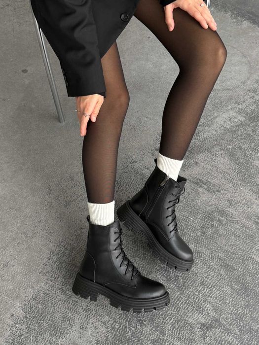 Зимові шкіряні черевики ботінки зимние кожаные ботинки берці 36р-23см