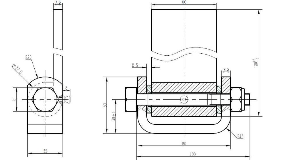 Zawias burty przyczepy z KALAMITKĄ - wzmocniony - super jakość