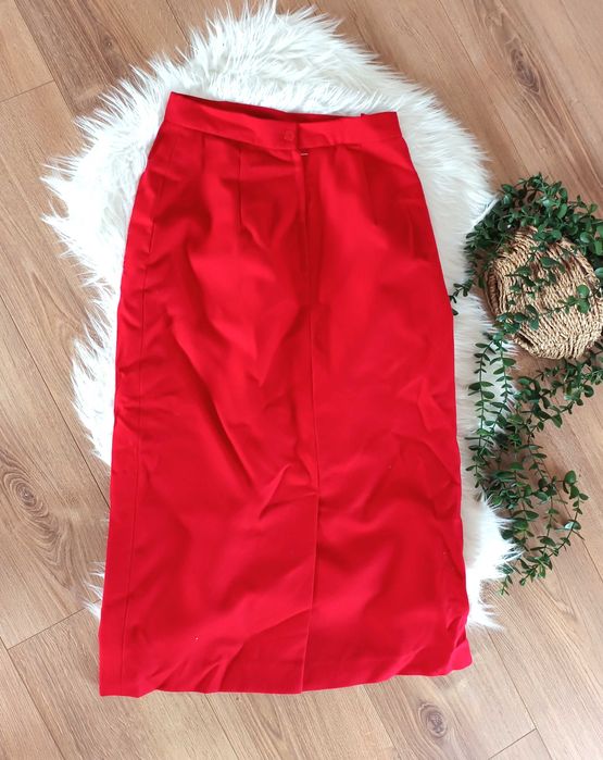 czerwona elegancka spódnica 36S 38M stara retro vintage midi klasyczna