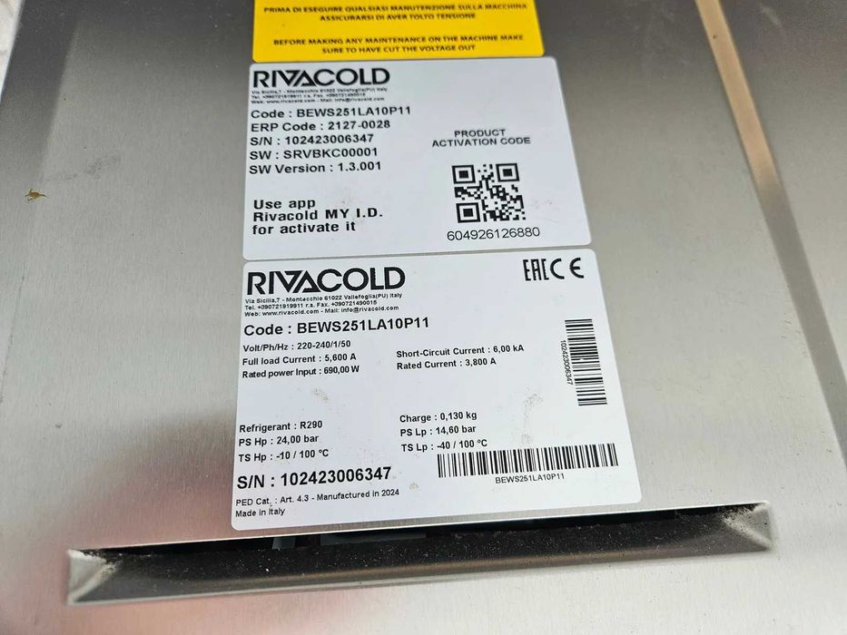 Monoblok mroźniczy RIVACOLD BEWS251 R290 – 2024 rok