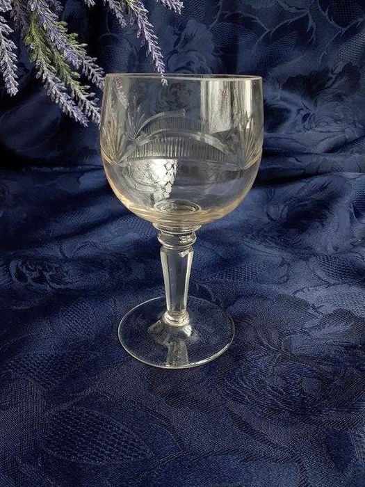 Мальцев! Бокал винный антик стекло алмазная грань линза высокий фужер