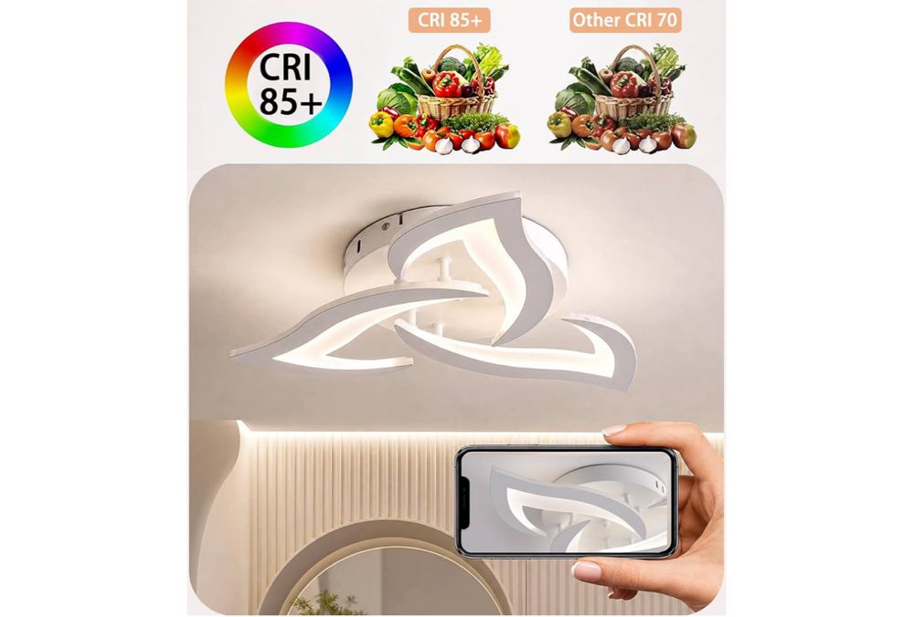 Nowoczesna Biała Lampa Sufitowa Led Kształt Kwiatu