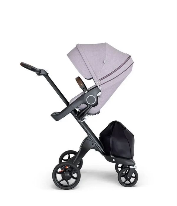 Коляска Stokke Xplory V6 (прогулянка), кол. бузковий (Brushed Lilac) з коричневою ручкою + сумка