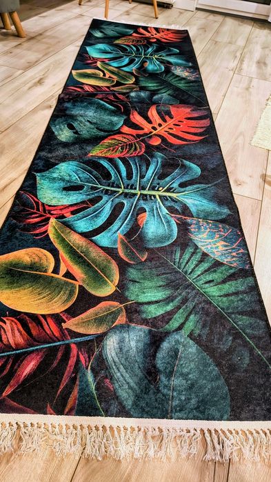 Chodnik Nowy Dywan liście  antypoślizgowe 80x300cm
