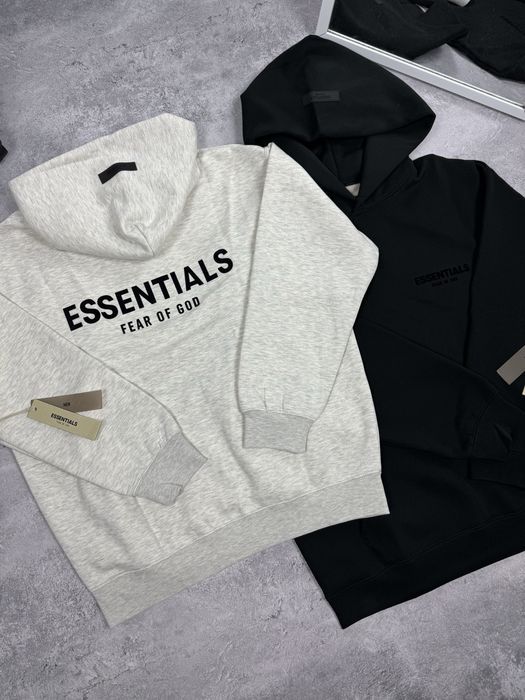 ТОП ЯКІСТЬ 1:1 Худі Essentials / Худи Есеншл / S,M,L,XL / В чорному та сірому кольорі