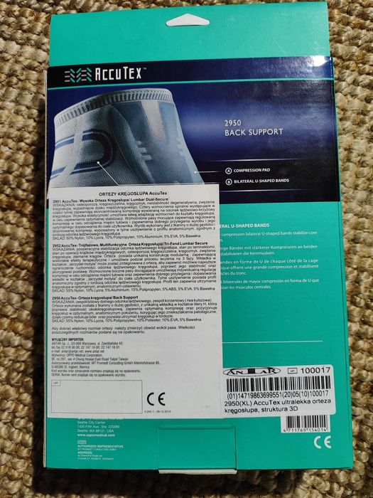 Accutex ultralekka orteza kręgosłupa OPPO rozmiar L