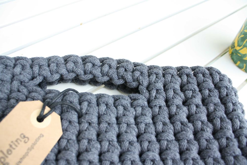 Sploting - torba szydełkowa A4, bawełna, kolor szary