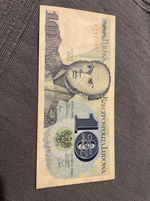 Banknot 10 zł Bem PRL seria F