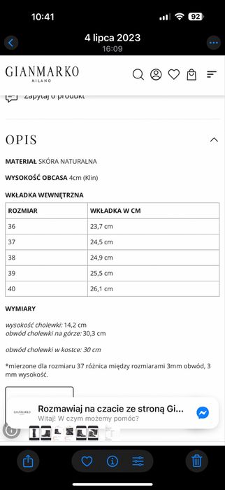 Gianmarko botki czarne skóra roz 40