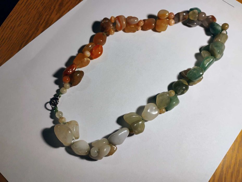 naszyjnik nowy masywny naturalne kamienie ciężki różne kolory