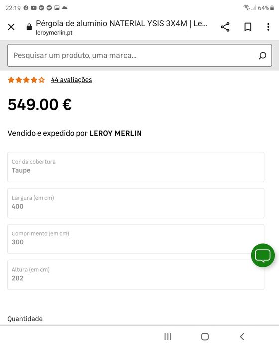 Pérgola /Tenda Jardim como nova/exterior