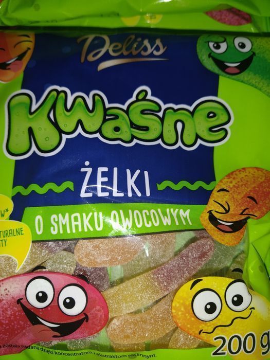 Żelki owocowe kwaśne deliss 10 paczek po 200g razem 2kg