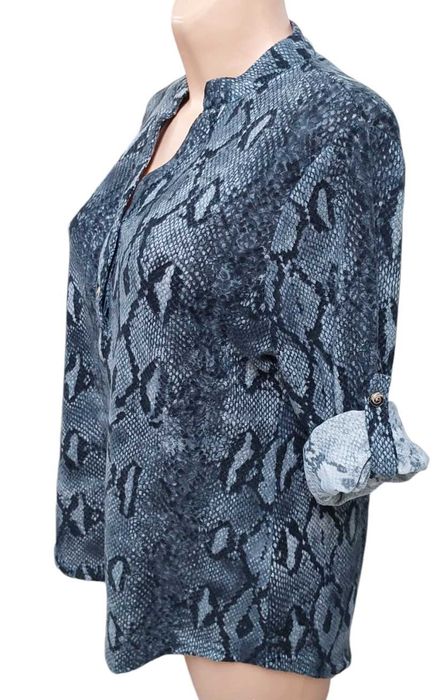 Bawełniana bluzka w wężowy wzór z podpinanymi rękawami, R. 2XL