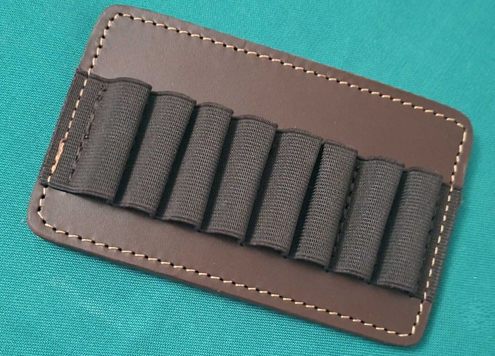 Bolsa Cartucheira em couro, para 8 munições de caça grossa, NOVA
