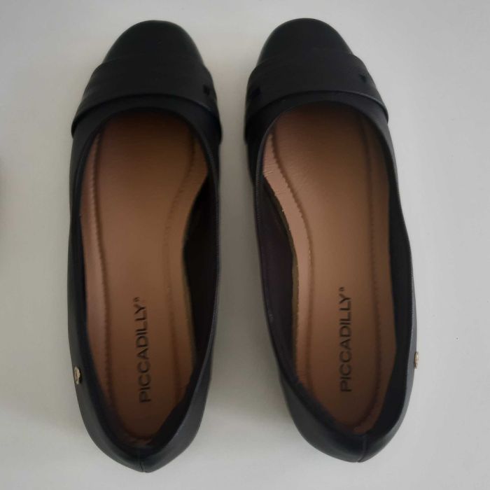 Sapatos Senhora Piccadilly Pretos 36 Salto 1cm Sola Borracha Como Novos