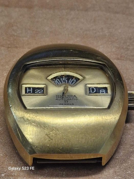 Sicura Automatic 17 jewels pozłacany Plaque ,,gazomierz''