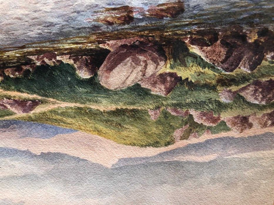 Aguarela de paisagem suiça, de 1868, bom estado