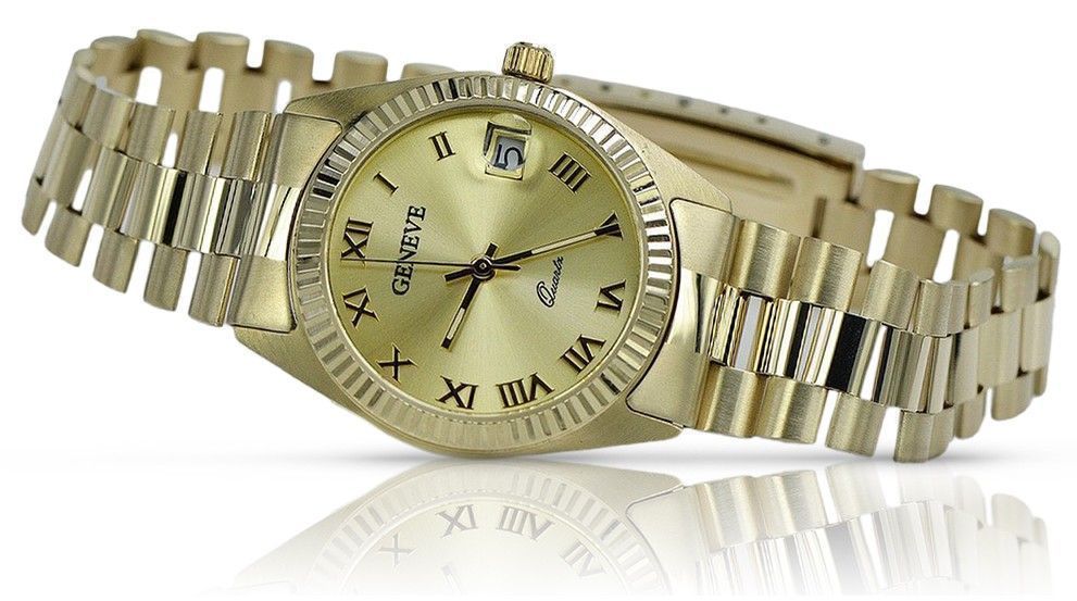 Prześliczny 14k 585 złoty damski zegarek Geneve lw073y Łódź biżuteria