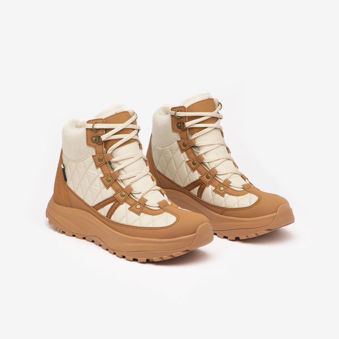 Botas de caminhada na neve quentes e impermeáveis - SH500 MID QLT bege