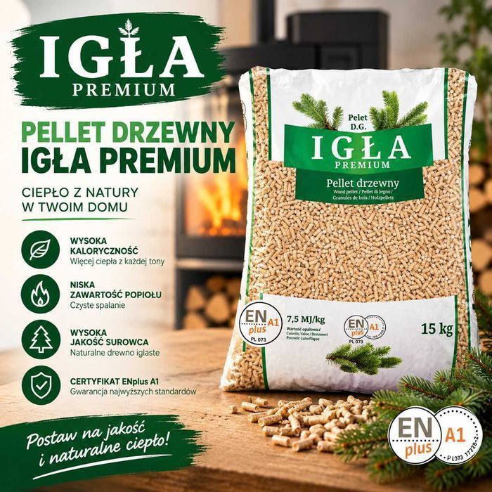 Wysokokaloryczny certyfikowany pellet igła premium sosnowy EN plus A1  6mm dostawa gratis hds auto z windą paleciak największy wybór PELLETU PALMAR