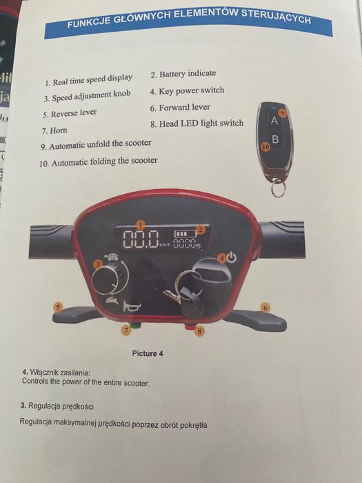 Nowy Skuter składany elektryczny 4 koła-super