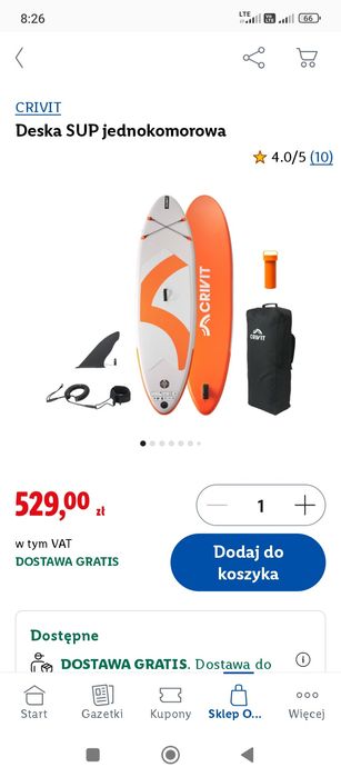 Deska sup nowa, zapakowana