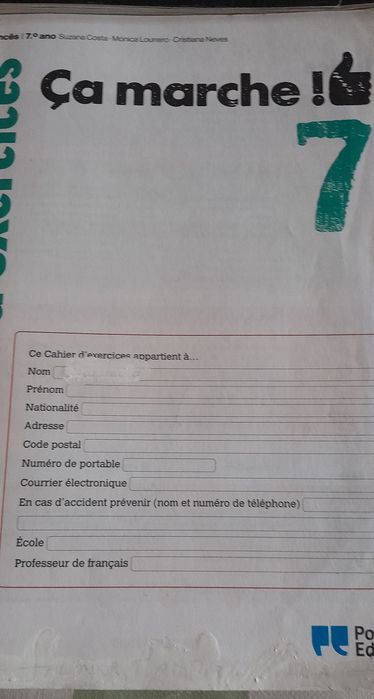 Manuais e caderno de fichas francês 7 ano
