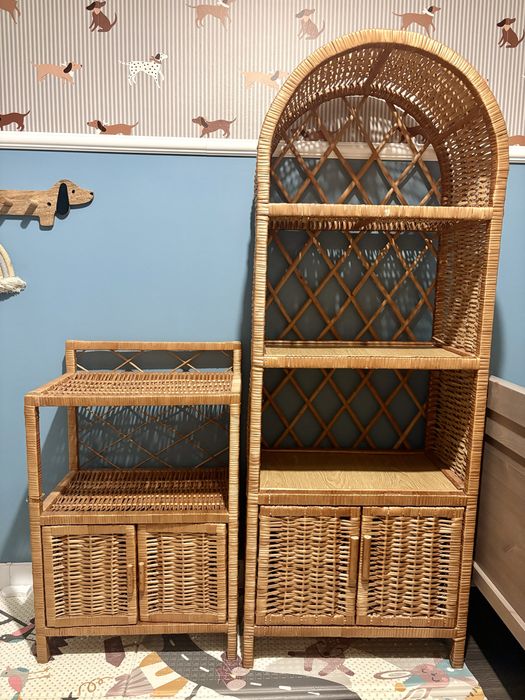Komplet mebli wiklinowych / rattanowych vintage – 2 szt