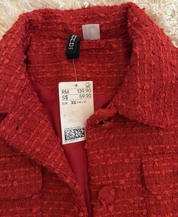 Твідовий жакет H&M червоного кольору