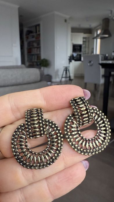 Massimo  dutti kolczyki  zlote miedziane