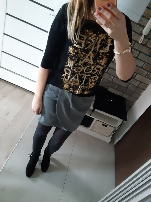 Spódnica siwa szara z zamkiem Mohito 34