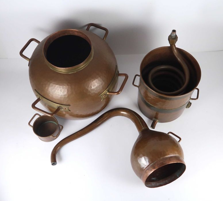 Alambique antigo em cobre 5 lt com suporte
