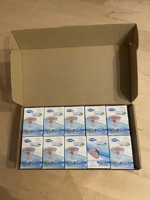 Żarówki LED halogenowe, zestaw 10 sztuk, 5W, ciepły odcień