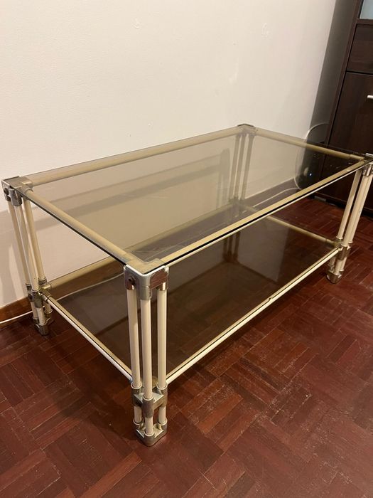 Mesa de Centro Vidro com Estrutura Metálica 84x44 cm
