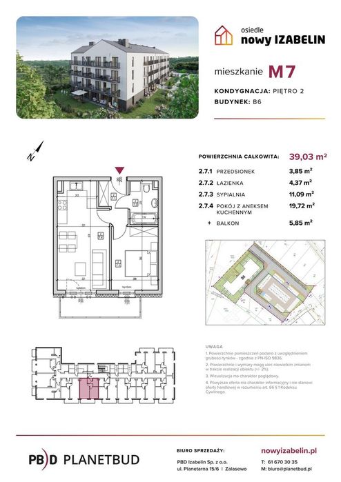 2-pokojowe mieszkanie 39m2 + balkon