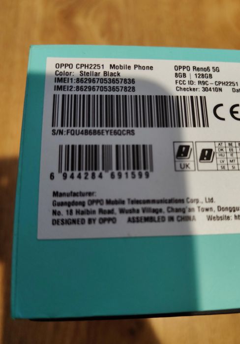 Smartfon Oppo Reno 6 5G 8GB RAM, 128GB, ładowarka 65w