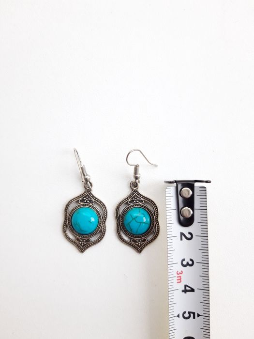 2 pares de brincos étnicos (vermelho + azul turquesa) - NOVOS