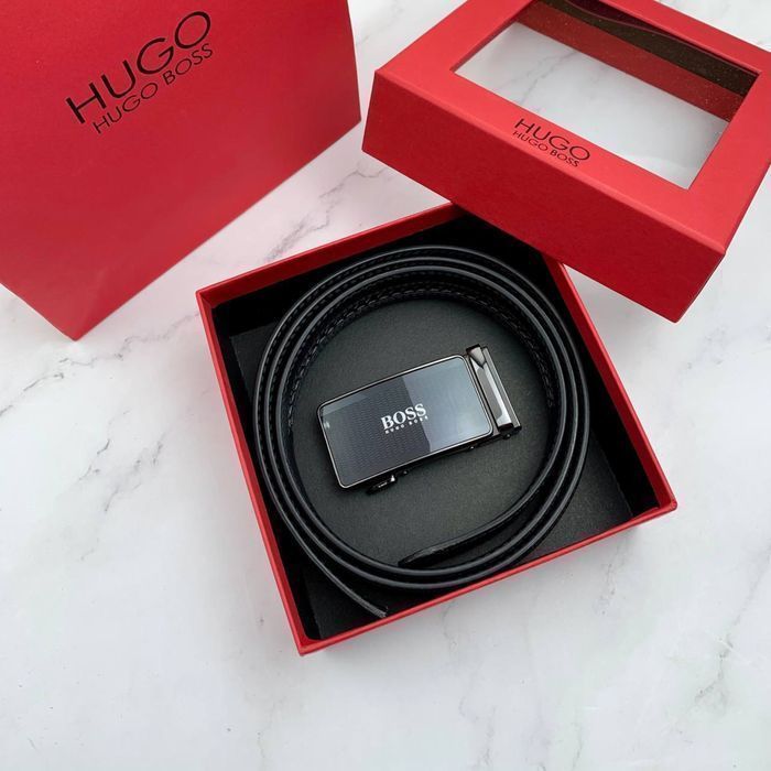Мужской ремень с пряжкой автомат Hugo Boss чоловічий пасок