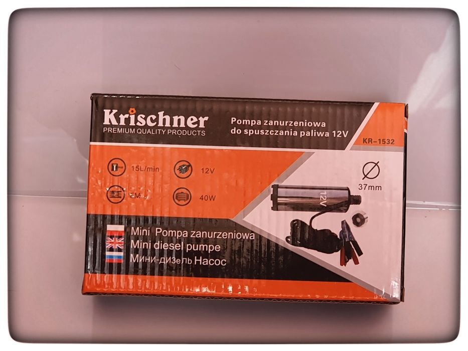 Pompka do spuszczania paliwa wody 12v fi 37mm 15l/min