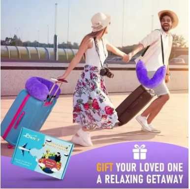Almofada de Pescoço de Viagem em U com Enchimento de Roupa Capa de Veludo e Bolsa novo